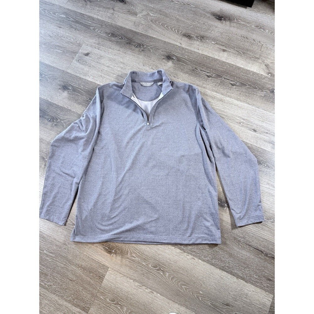 Daniel Cremieux Signature Polo Shirt Mens Sz XL Gray Stripes Performance